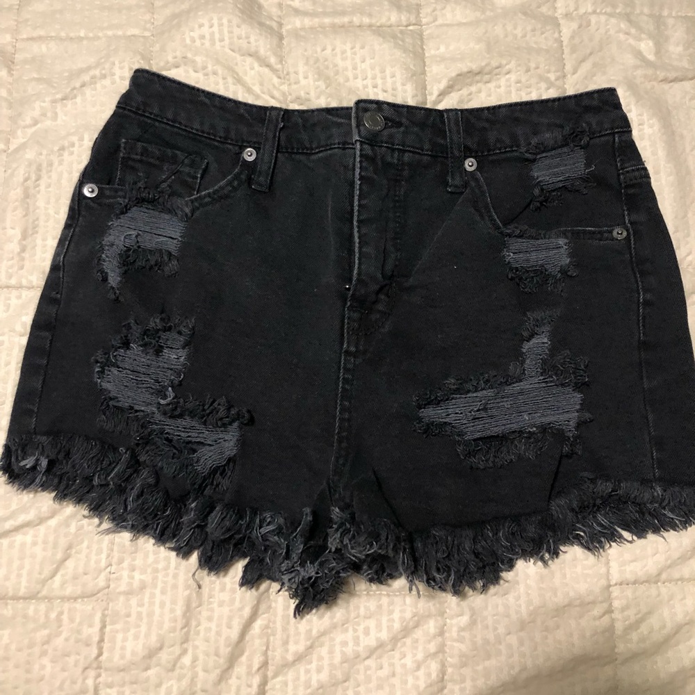 Black denim cutoffs